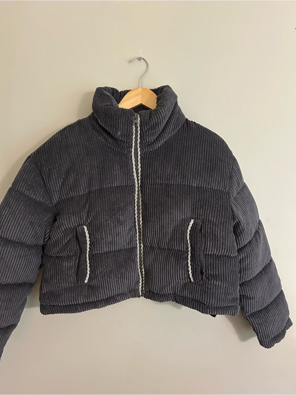 7 For All Mankind Charcoal Corduroy Puffer Jacket